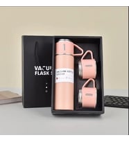 500Ml Hediye Kutu Seti Şişesi 2 Bardak İle Çift Katmanlı Paslanmaz Çelik Vakum Termos Kahve Bardağı