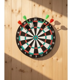 15 İnç Dart Tahtası 4 Metal Uçlu Dart Oku Dayanıklı Ahşap Gövde