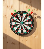 15 İnç Dart Tahtası 4 Metal Uçlu Dart Oku Dayanıklı Ahşap Gövde