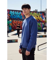 Erkek Bisiklet Yaka Düşük Kol Oversize Kalın Nakışlı Sweatshirt Fonksiyonel Dayanıklı Spor