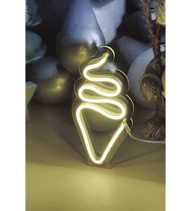 Renkli Neon Led Işıklı Dondurma Şeklinde Çocuk Odası Tablosu (Krem)