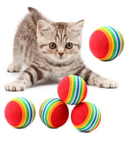 3lü Gökkuşağı Sünger Kedi Köpek Çiğneme Oyun Topu 4,2 cm (5690)