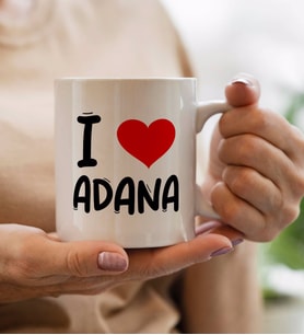 BK Gift I Love Adana Tasarımlı Beyaz Kupa Bardak