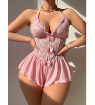 Kadın Pembe Fiyonk Detaylı Fantezi Kostüm 2309
