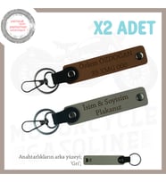 Motosiklet Aşıklarına Özel İsim Ve Plaka Yazdırılabilen x2'li Anahtarlık Set, Kül Gri-Kahve-Gr