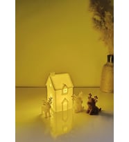 Kış Evi Mini Geyik Mumluk Noel Yılbaşı Süsü Dekoratif Biblo Tealight Mumluk Seti Mumlar Dahildir