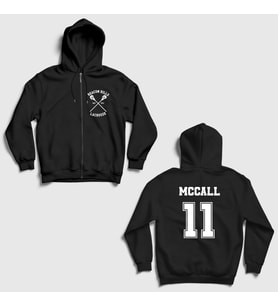 Presmono Unisex Siyah 11 Scott Mccall Dizi Teen Wolf Sırt Baskılı Fermuarlı Kapüşonlu Sweatshirt 530911tt