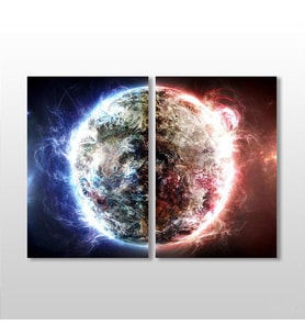 Dünya Işık Süzmesi Kanvas Tablo 120x110cm (Karışık)