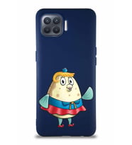 Oppo Reno 4 Lite Soft Premier Kapak Bayan Puff Tasarımlı Silikon Kılıf - Lacivert (Şeffaf)
