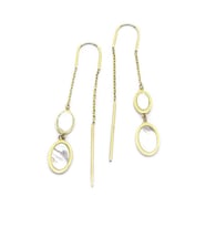 Oval Sedef Altın Sallantılı Küpe