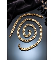 Paslanmaz Çelik Kral Model Erkek Kolye Zincir Ve Bileklik Set 8Mm Altın Kaplama 902915