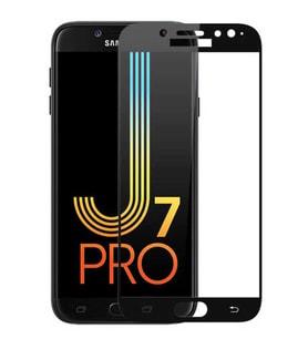 Samsung Galaxy J7 Pro (J730) Ekran Koruyucu Full Tam Kaplayan Kavisli Tempered Cam (Siyah)