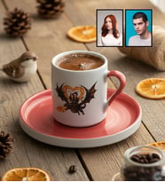 Kişiye Özel Karikatürlü Ejderhalı Dizi Seven Sevgiliye Hediye Türk Kahvesi Fincanı Sevgililer Günü Hediyesi
