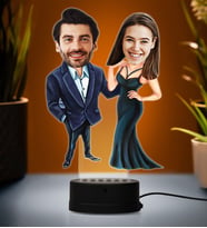 Doğum Günü Hediyesi,Sevgiliye Hediye, Kişiye Özel Fotoğraflı En Güzel Çift Karikatür 3D Led Lamba (Beyaz)