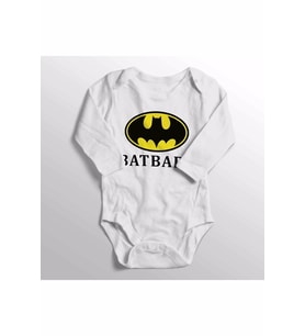 Bebek Beyaz Batbaby Yazılı Batman Baskılı Zıbını