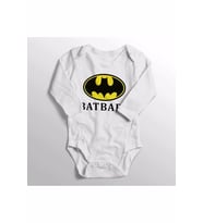 Bebek Beyaz Batbaby Yazılı Batman Baskılı Zıbını