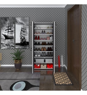 Kenzlife ayakkabılık ayakkabı dolabı kilitli be real gri 160*70*32 kapaklı arkalıklı ofis dolabı iki bölme (Karışık)