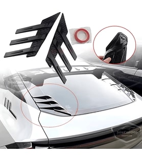 3D Sportif Üniversal Arka Cam Havalandırma Vent Air Scoop İthal Dekor Ventil 2 Parça Siyah Takım