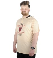 Mode XL Büyük Beden Tshirt Kapşonlu Act now 22128 Bej