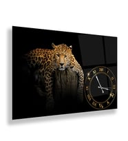 Saatli Leopar Cam Tablo