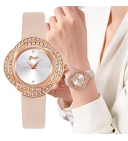 Gogoey Kadın Kol Saati Lüks Moda Şık Trend Bayan Takı Saat Siyah Rose Gold Doğum Günü Hediye (Haki)