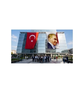 Yan Portre Atatürk Bayrak ve Türk Bayrağı Premium Raşel Kumaş 2'li Set 10x15 metre ATA45