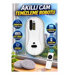 Akıllı Cam Temizleme Robotu – 2800 Pa Emiş Gücü ve Çift Diskli Ovma Sistemi