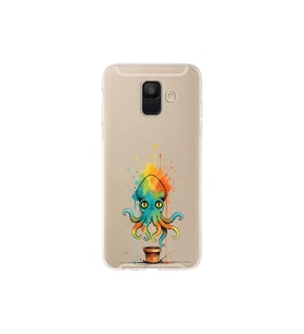 Samsung Galaxy A6 (2018) ile uyumlu Splash ahtapot tasarımlı şeffaf silikon kılıf