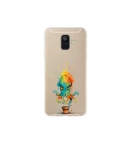 Samsung Galaxy A6 (2018) ile uyumlu Splash ahtapot tasarımlı şeffaf silikon kılıf
