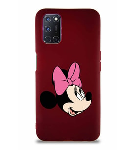 Oppo A72 Soft Premier Kapak Minnie Mouse-A Tasarımlı Silikon Kılıf - Mürdüm (Şeffaf)