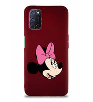 Oppo A72 Soft Premier Kapak Minnie Mouse-A Tasarımlı Silikon Kılıf - Mürdüm (Şeffaf)