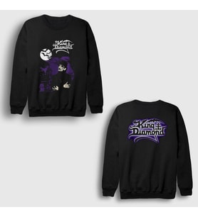 Presmono Unisex Siyah Them King Diamond Sırt Baskılı Sweatshirt 556070tt