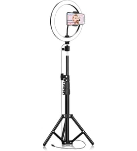 26cm Halka Işık + Tripod Ayak – Bluetooth Uzaktan Kumandalı – 3 Işık Modu & 10 Parlaklık Seviyesi – USB Bağlantılı Telefon Tutuculu Fotoğraf ve Video Çekim Işığı (RİNG)