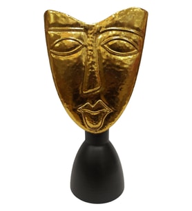 Biev Metal Vazo Yüz Kabartmalı 21x16x43 cm
