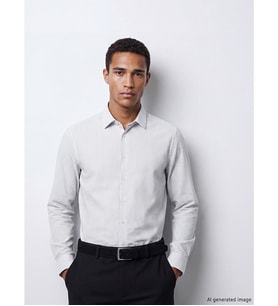 LCW BUSINESS Yeşil Slim Fit Çizgili Gabardin Erkek Gömlek