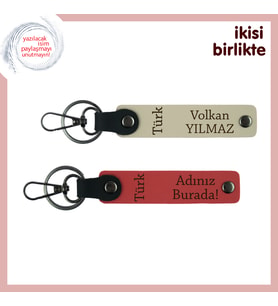 İsminize Özel Türk Yazılı Anahtarlık, İkili Set