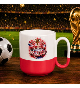 BK Gift Hırvatistan Taraftar Temalı Dünya Futbol Kupası Tasarımlı Kırmızı Joyful Kupa Bardak