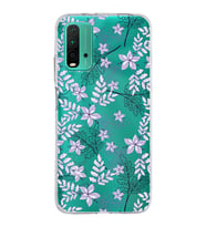 Xiaomi Poco M3 Uyumlu Kapak Floral Lila Tasarımlı Şeffaf Silikon Kılıf
