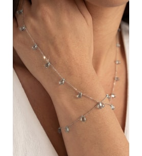 925 Ayar Gümüş 3 Ct Yarı Değerli Doğal Blue Topaz Damla Taşlı Bileklik - Collezione Azur
