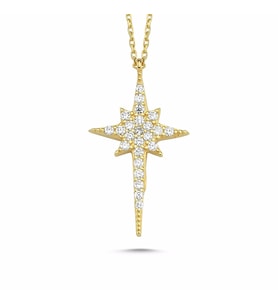 Kutup Yıldızı Altın Kolye 14K Gold Zirconia 2cm