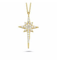 Kutup Yıldızı Altın Kolye 14K Gold Zirconia 2cm