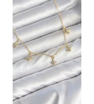 Pirinç Gold Renk Sıralı Minimal Kutup Yıldızı Model Kadın Kolye TJ-BKO11145
