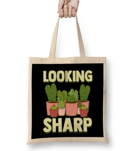 Funny Looking Sharp Cactus & Plants Pun Gardeners Bez Çanta Uzun Saplı