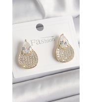 Pirinç Gold Renk Zirkon Taşlı Damla Model Kadın Küpe 5886 - GLST6146-7539
