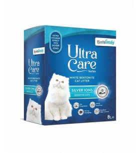 Bentysandy ULTRA CARE series Silver Ions Kedi Kumu 8 Lt (Beyaz)