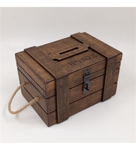 Ahşap Tipbox Bahşiş Kutusu 20X14cm Genişlik 14Cm Yükseklik (Kahverengi)