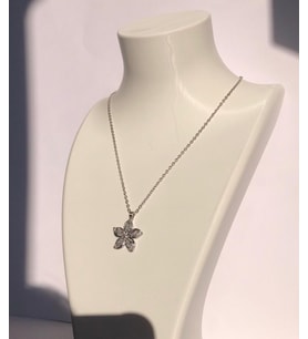 Çiçek Kolye Taşlı Çiçek Kolye (Şeffaf)