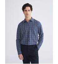 LCWAIKIKI Classic Lacivert Regular Fit Uzun Kollu Ekose Poplin Erkek Gömlek