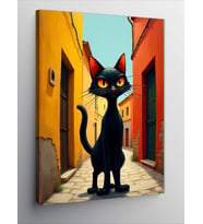 Kanvas Tablo Dar Sokakta Siyah Kedi
