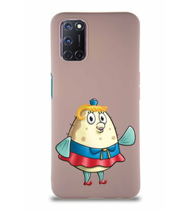 Oppo A52 Soft Premier Kapak Bayan Puff Tasarımlı Silikon Kılıf - Pudra (Şeffaf)